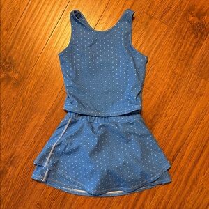 SweetHoney Blue and White Polka Dot Activewear Skort Set
